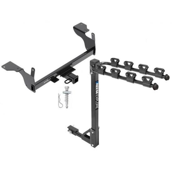 Trailer Tow Hitch w/ 4 Bike Rack For 14-17 Volvo XC60 tilt away adult or child arms fold down carrier