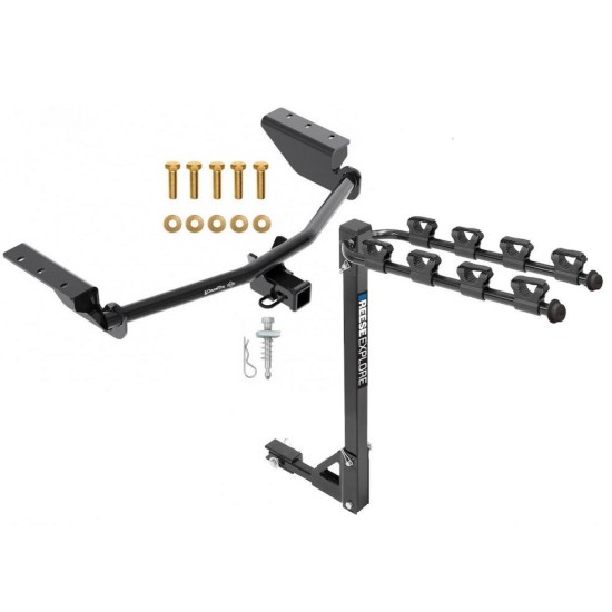 Trailer Tow Hitch w/ 4 Bike Rack For 13-18 Toyota RAV4 tilt away adult or child arms fold down carrier