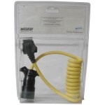 7-Way RV Round Tow Plug Harness Flat Pin to 5-Flat 4 ft Coiled Adapter