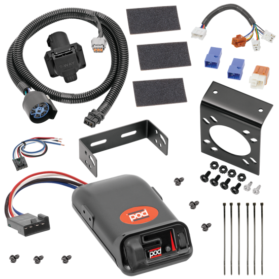 For 2009-2012 Suzuki Equator 7-Way RV Wiring + Pro Series POD Brake Control + Generic BC Wiring Adapter By Tekonsha