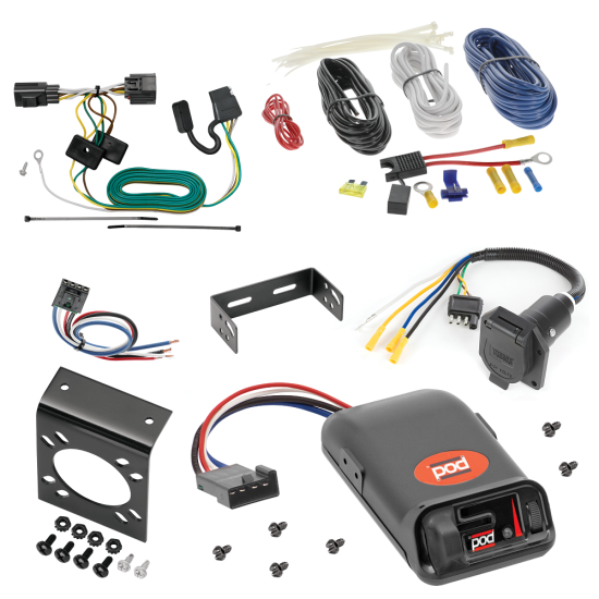 For 2007-2017 Jeep Wrangler 7-Way RV Wiring + Pro Series POD Brake Control + Generic BC Wiring Adapter (Excludes: w/Right Hand Drive & Limited Edition Models) By Tekonsha