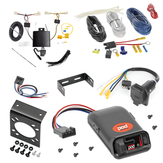 For 2019-2024 Toyota RAV4 7-Way RV Wiring + Pro Series POD Brake Control + Generic BC Wiring Adapter By Tekonsha