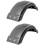 Set of 2 Silver Fulton Single Axle Trailer Fenders 8" to 12" Wheels Top Step 21.5" Long Boat Utility Sale Replacement