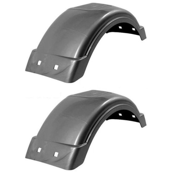 Set of 2 Silver Fulton Single Axle Trailer Fenders 8" to 12" Wheels Top Step 21.5" Long Boat Utility Sale Replacement