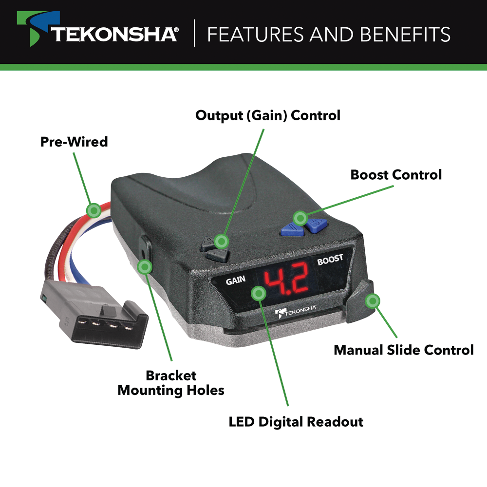 For 1998-2004 Nissan Frontier Tekonsha BRAKE-EVN Brake Control + Generic BC Wiring Adapter By Tekonsha