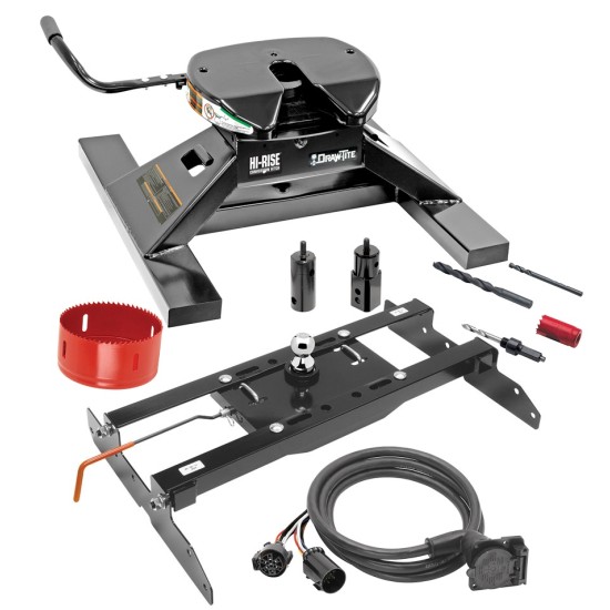 Draw-Tite Gooseneck Trailer Hitch Kit Deluxe w/ 18K 5th Fifth Wheel Adapter In-Bed Wiring and Hole Saw for 94-02 Dodge Ram 1500 2500 3500 Turnover w/ Brackets Rails Under Bed 2-5/16" Ball