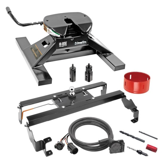 Draw-Tite Gooseneck Trailer Hitch Kit Deluxe w/ 18K 5th Fifth Wheel Adapter In-Bed Wiring and Hole Saw for 09-19 Dodge Ram 1500 Turnover w/ Brackets Rails Under Bed 2-5/16" Ball Excluding Air Suspension