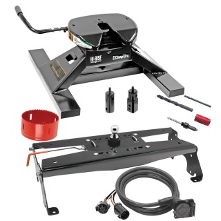 Draw-Tite Gooseneck Trailer Hitch Kit Deluxe w/ 18K 5th Fifth Wheel Adapter In-Bed Wiring and Hole Saw for 10-13 Dodge Ram 2500 10-12 3500 Turnover w/ Brackets Rails Under Bed 2-5/16" Ball