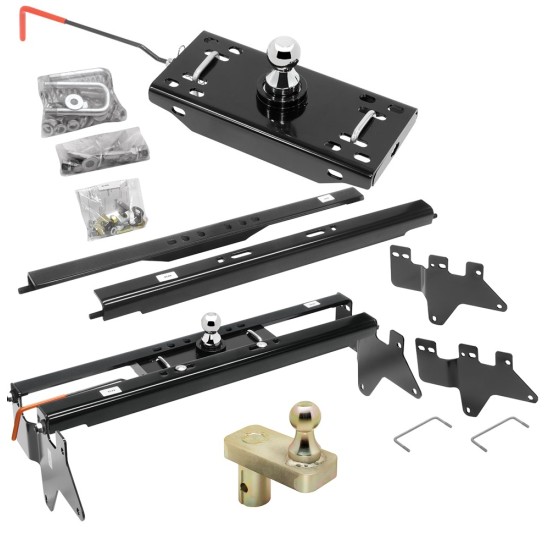 Draw-Tite Gooseneck Trailer Hitch w/ 5" Offset Ball for 99-10 Chevy GMC Silverado Sierra 2500 07-10 3500 Turnover w/ Brackets Rails Under Bed 2-5/16" Ball