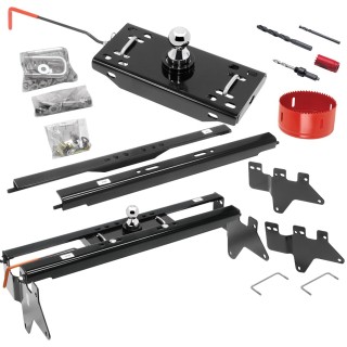 Draw-Tite Gooseneck Trailer Hitch w/ Hole Saw for 99-10 Chevy GMC Silverado Sierra 2500 07-10 3500 Turnover w/ Brackets Rails Under Bed 2-5/16" Ball