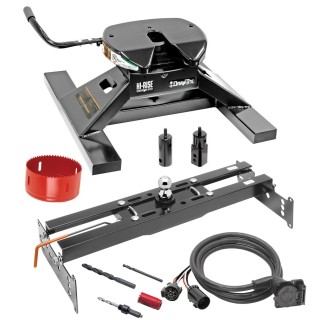 Draw-Tite Gooseneck Trailer Hitch Kit Deluxe w/ 18K 5th Fifth Wheel Adapter In-Bed Wiring and Hole Saw for 88-00 Chevy GMC C/K 1500 2500 3500 Series Turnover w/ Brackets Rails Under Bed 2-5/16" Ball Excluding 3500 Crew Cab