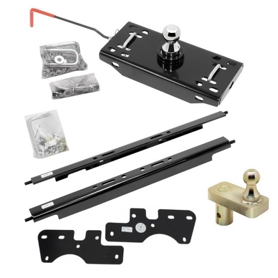 Draw-Tite Gooseneck Trailer Hitch w/ 5" Offset Ball for 15-19 Ford F150 F-150 Turnover w/ Brackets Rails Under Bed 2-5/16" Ball Excluding Raptor