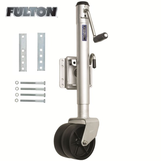 Fulton Bolt-Thru Swivel Trailer Jack 1,500 lbs w/ Dual Wheels 12" Lift Bolt-On