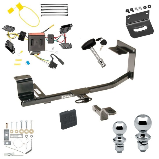 Ultimate Tow Package For 11-14 VW Jetta 4 Dr. Sedan Trailer Hitch w/ Wiring Draw-Bar Dual 2" and 1-7/8" Ball Lock Bracket Cover 1-1/4" Receiver 