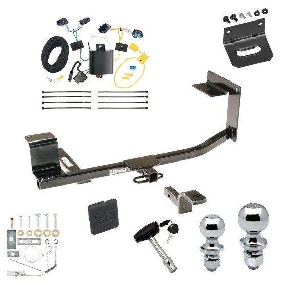 Ultimate Tow Package For 05-10 VW Jetta 4 Dr. Sedan Trailer Hitch w/ Wiring Draw-Bar Dual 2" and 1-7/8" Ball Lock Bracket Cover 1-1/4" Receiver 