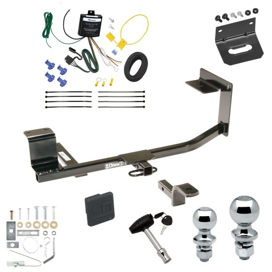 Ultimate Tow Package For 10-14 VW Golf Wagon Trailer Hitch w/ Wiring Draw-Bar Dual 2" and 1-7/8" Ball Lock Bracket Cover 1-1/4" Receiver 