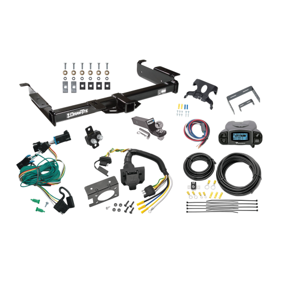 Trailer Hitch Tow Package Prodigy P3 Brake Control For 96-99 Chevrolet Express GMC Savana 1500 2500 3500 w/ 7-Way RV Wiring 2" Drop Mount 2" Ball Class 4 2" Receiver Draw-Tite Tekonsha