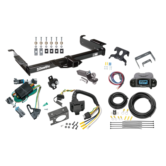 Trailer Hitch Tow Package Prodigy P3 Brake Control For 00-02 Chevrolet Express GMC Savana 1500 2500 3500 w/ 7-Way RV Wiring 2" Drop Mount 2" Ball Class 4 2" Receiver Draw-Tite Tekonsha