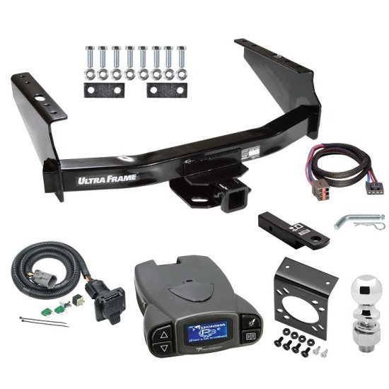 Class 5 10K Trailer Hitch Tow Package Prodigy P3 Brake Control For 99-01 Ford F-250 F-350 Super Duty Except Cab & Chassis w/ 7-Way RV Wiring 2" Drop Mount 2" Ball Class 4 2" Receiver Draw-Tite Tekonsha