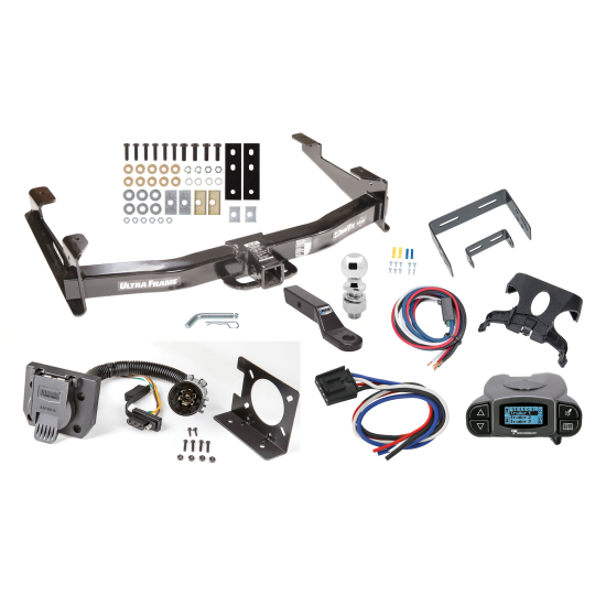 Class 5 13K Trailer Hitch Tow Package Prodigy P3 Brake Control For 07-10 Chevy Silverado GMC Sierra 2500 HD 3500 HD w/ 7-Way RV Wiring 2-5/16" Ball 2" Drop Mount Ultra Frame 2" Receiver Draw-Tite Tekonsha