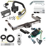 Class 5 10K Trailer Hitch Tow Package w/ 7-Way RV Wiring For 00-02 Chevy Express GMC Savana Van w/ 2-5/16" Ball 2" Drop Mount Ultra Frame 2" Receiver All Models 