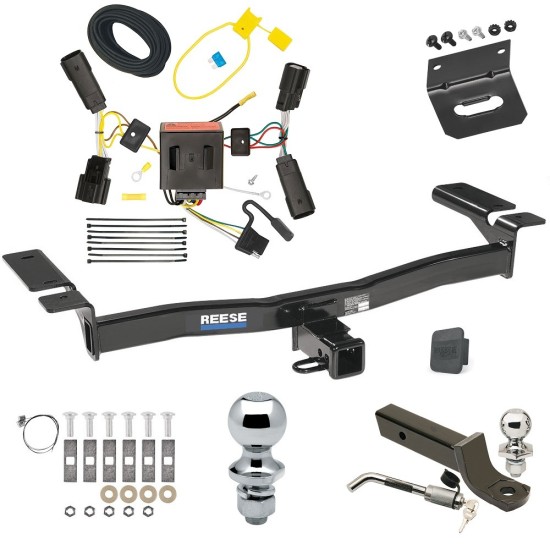 Ultimate Tow Package For 11-14 Ford Edge Except Sport Trailer Hitch w/ Wiring 2" Drop Mount Dual 2" and 1-7/8" Ball Lock Bracket Cover 2" Receiver Reese