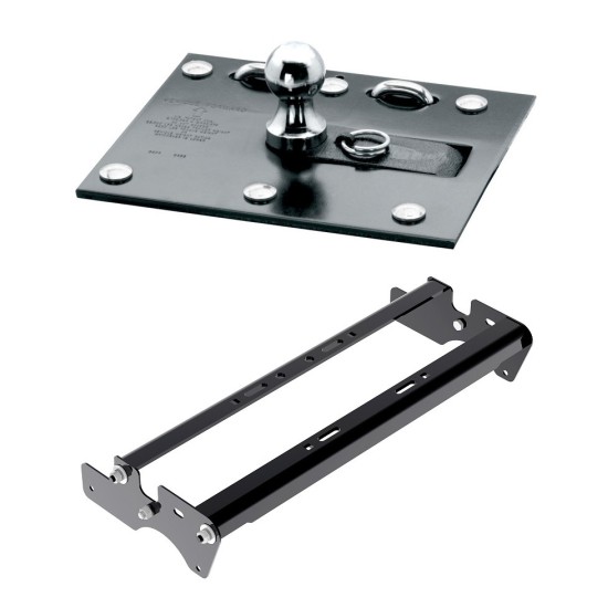 Draw-Tite Gooseneck Trailer Hitch for 15-20 Ford F150 F-150 Fold Down Plate w/ Custom Brackets Under Bed Rails 2-5/16" Ball