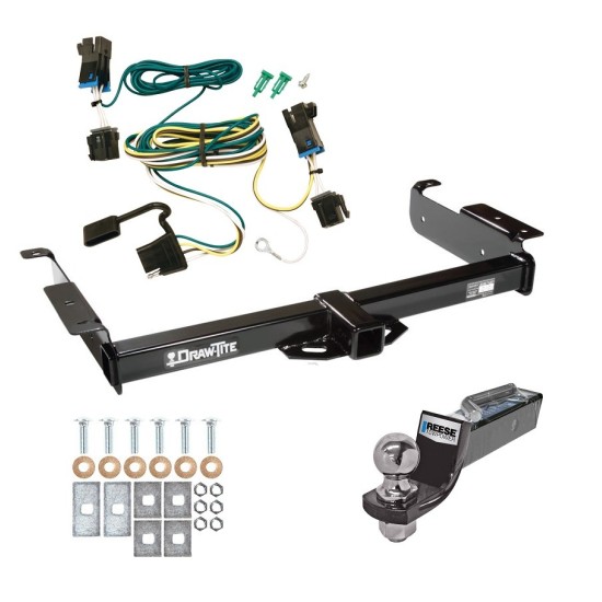 Tow Package For 03-14 Chevrolet Express 1500 GMC Savana 1500 03-24 2500 3500 Trailer Hitch w/ Wiring 2" Drop Mount 2" Ball 2" Receiver