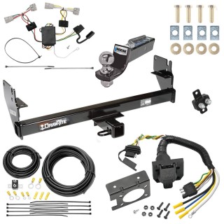 Trailer Hitch Tow Package w/ 7-Way RV Wiring For 05-15 Toyota Tacoma w/ 2" Drop Mount 2" Ball Class 3 2" Receiver 