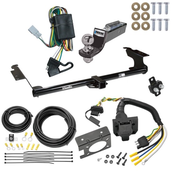 Trailer Hitch Tow Package w/ 7-Way RV Wiring For 99-04 Honda Odyssey w/ 2" Drop Mount 2" Ball Class 3 2" Receiver All Models 