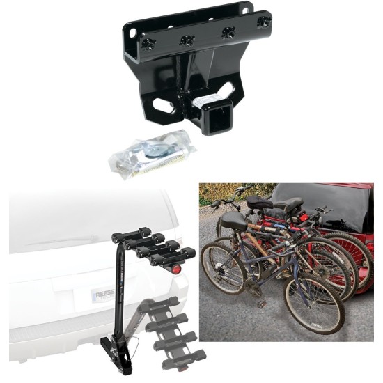 Trailer Hitch w/ 4 Bike Rack For 05-10 Jeep Grand Cherokee WK 06-10 Commander Approved for Recreational & Offroad Use Carrier for Adult Woman or Child Bicycles Foldable