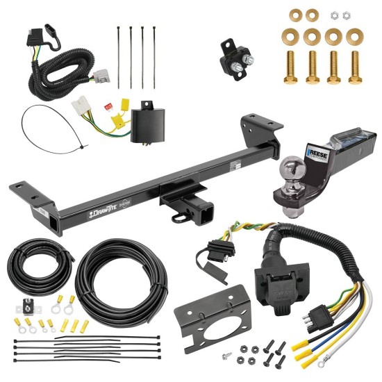 Trailer Hitch Tow Package w/ 7-Way RV Wiring For 16-22 Lexus RX350 16-21 RX450h w/ 2" Drop Mount 2" Ball Class 3 2" Receiver