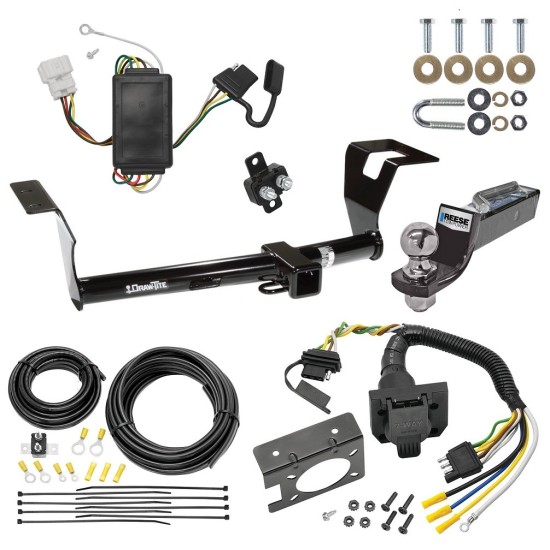 Trailer Hitch Tow Package w/ 7-Way RV Wiring For 07-11 Honda CR-V w/ 2" Drop Mount 2" Ball Class 3 2" Receiver All Models 