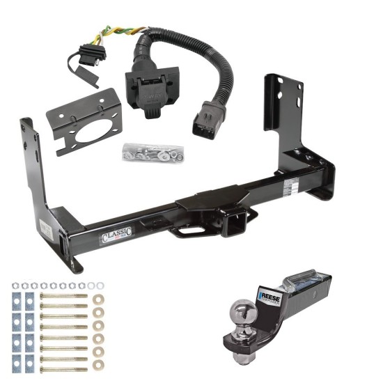 Trailer Hitch Tow Package w/ 7-Way RV Wiring For 07-09 Dodge Sprinter 2500 3500 07-13 Freightliner Sprinter 2500 3500 w/ 2" Drop Mount 2" Ball Class 4 2" Receiver w/Factory 7-Way 