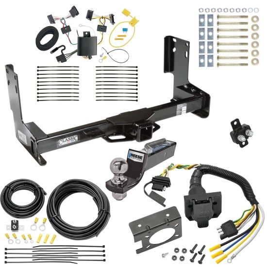 Trailer Hitch Tow Package w/ 7-Way RV Wiring For 07-13 Mercedes-Benz Sprinter 2500 3500 w/ 2" Drop Mount 2" Ball Class 4 2" Receiver 