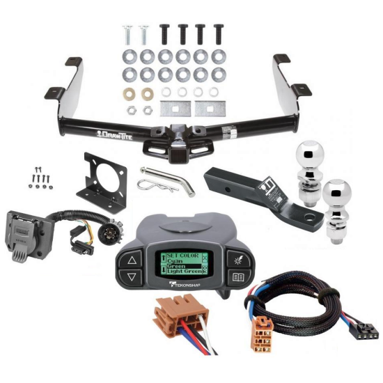 Trailer Hitch Tow Package w/ Tekonsha Prodigy P3 Brake Control For 01-02 Chevy Silverado GMC Sierra 2500 HD 3500 w/ Dual 2" and 2- 5/16" Ball 2" Drop Mount 7-Way Pin Blade RV Controller