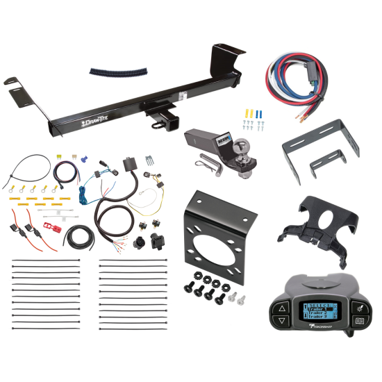 Trailer Hitch Tow Package Prodigy P3 Brake Control For 11-16 Chrysler Town & Country 11-20 Dodge Grand Caravan 12-15 RAM C/V w/ 7-Way RV Wiring 2" Drop Mount 2" Ball Class 3 2" Receiver Draw-Tite Tekonsha