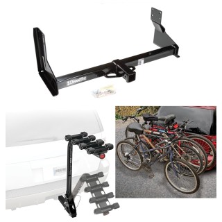 Trailer Hitch w/ 4 Bike Rack For 07-24 Dodge Freightliner Mercedes-Benz Sprinter 2500 3500 w/Factory Step Bumper Approved for Recreational & Offroad Use Carrier for Adult Woman or Child Bicycles Foldable