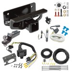 Trailer Hitch Tow Package w/ 7-Way RV Wiring For 03-18 Dodge Ram 1500 19-23 (Classic) 03-09 2500 3500 w/ 2" Drop Mount 2" Ball Class 4 2" Receiver