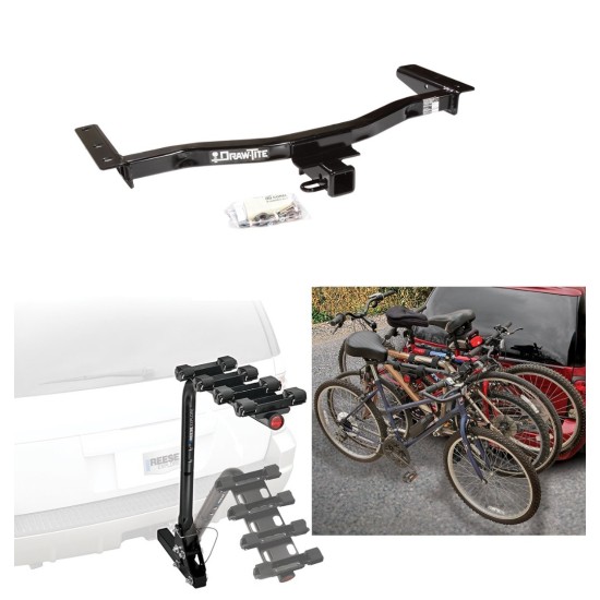 Trailer Hitch w/ 4 Bike Rack For 10-15 Lexus RX350 Except F Sport 10-15  RX450h Approved for Recreational & Offroad Use Carrier for Adult Woman or Child Bicycles Foldable