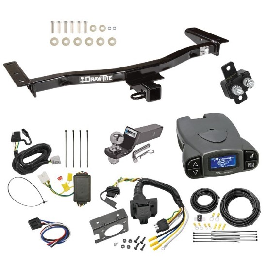 Trailer Hitch Tow Package Prodigy P3 Brake Control For 13-15 Lexus RX350 10-15 RX450h w/ 7-Way RV Wiring 2" Drop Mount 2" Ball Class 3 2" Receiver Draw-Tite Tekonsha