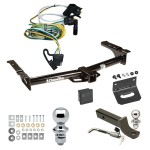 Ultimate Tow Package For 95-02 Ford E-150 E-250 E-350 Econoline Trailer Hitch w/ Wiring 2" Drop Mount Dual 2" and 1-7/8" Ball Lock Bracket Cover 2" Receiver 