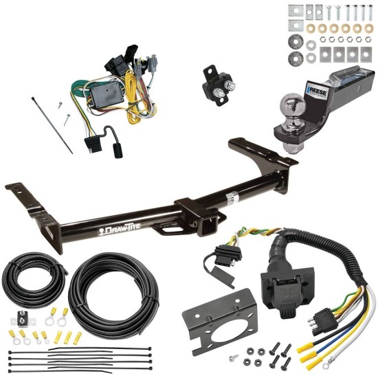 Trailer Hitch Tow Package w/ 7-Way RV Wiring For 92-94 Ford E-150 E-250 E-350 Econoline w/ 2" Drop Mount 2" Ball Class 4 2" Receiver All Models 