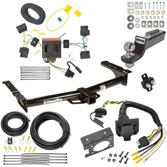 Trailer Hitch Tow Package w/ 7-Way RV Wiring For 08-14 Ford E-150 E-250 E-350 Econoline w/ 2" Drop Mount 2" Ball Class 4 2" Receiver All Models 