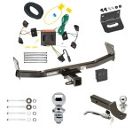 Ultimate Tow Package For 08-17 Jeep Patriot Trailer Hitch w/ Wiring 2" Drop Mount Dual 2" and 1-7/8" Ball Lock Bracket Cover 2" Receiver 