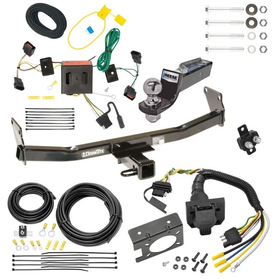 Trailer Hitch Tow Package w/ 7-Way RV Wiring For 08-17 Jeep Patriot w/ 2" Drop Mount 2" Ball Class 3 2" Receiver All Models 