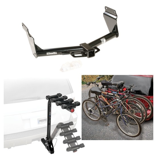 Trailer Hitch w/ 4 Bike Rack For 11-24 Dodge Durango 14-21 Jeep Grand Cherokee Approved for Recreational & Offroad Use Carrier for Adult Woman or Child Bicycles Foldable