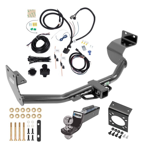 Trailer Hitch Tow Package w/ 7-Way RV Wiring For 13-18 Hyundai Santa Fe w/ 2" Drop Mount 2" Ball Class 3 2" Receiver Sport w/Factory Tow Package (5 Passenger) 