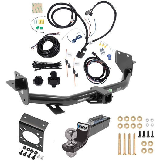 Trailer Hitch Tow Package w/ 7-Way RV Wiring For 13-18 Hyundai Santa Fe 6/7 Passenger 2019 XL ONLY w/ 2" Drop Mount 2" Ball Class 3 2" Receiver Sport w/Factory Tow Package (5 Passenger) 