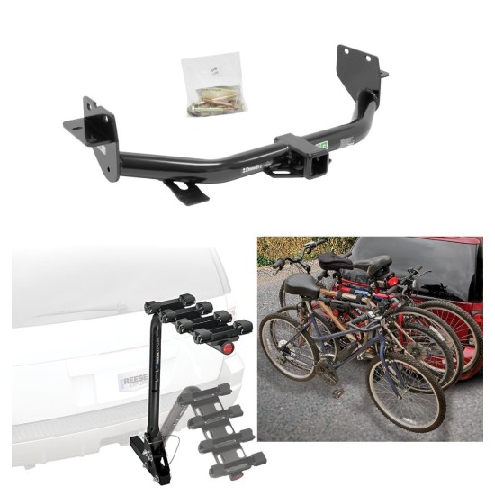 Trailer Hitch w/ 4 Bike Rack For 13-18 Hyundai Santa Fe 6/7 Passenger 2019 XL ONLY Approved for Recreational & Offroad Use Carrier for Adult Woman or Child Bicycles Foldable